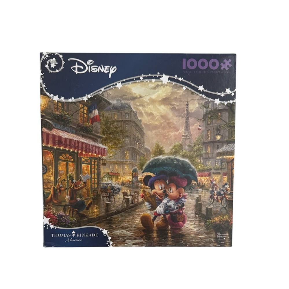 Disney Paris Evening 1000 Piece Puzzle with Mickey and Minnie - Thomas Kinkade